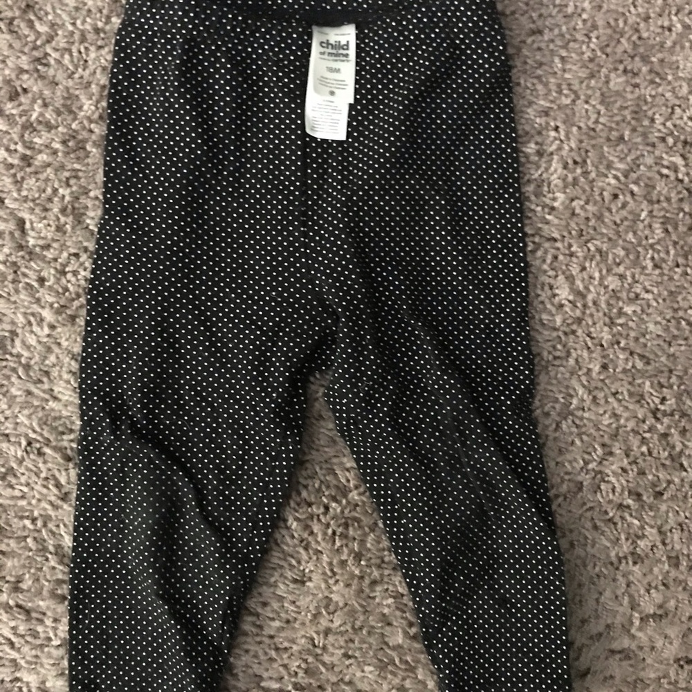 Black and white polka dot pants, and grey pants